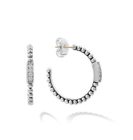 LAGOS Caviar Spark 35mm Diamond Hoop Earrings