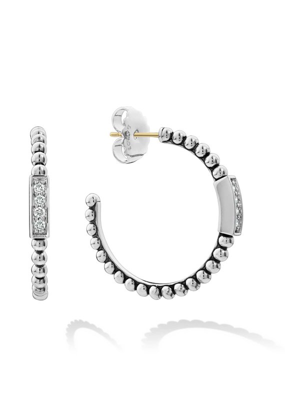 LAGOS Caviar Spark 35mm Diamond Hoop Earrings