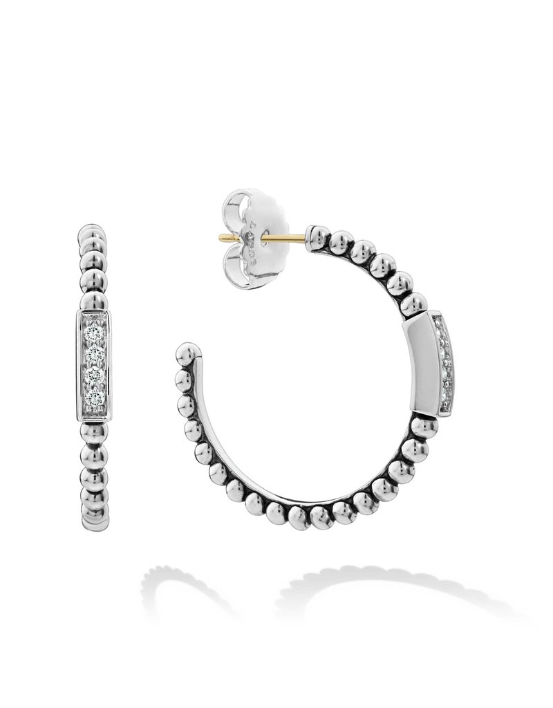 LAGOS Caviar Spark 35mm Diamond Hoop Earrings