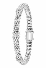 LAGOS Caviar Lux Silver Diamond X 6mm Beaded Bracelet