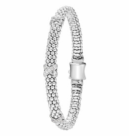 LAGOS Caviar Lux Silver Diamond X 6mm Beaded Bracelet