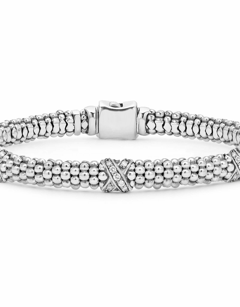 LAGOS Caviar Lux Silver Diamond X 6mm Beaded Bracelet