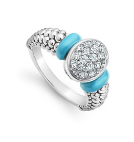 LAGOS Blue Caviar Oval Diamond Stacking Ring