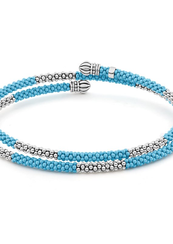 LAGOS Blue Ceramic Beaded Wrap Bracelet