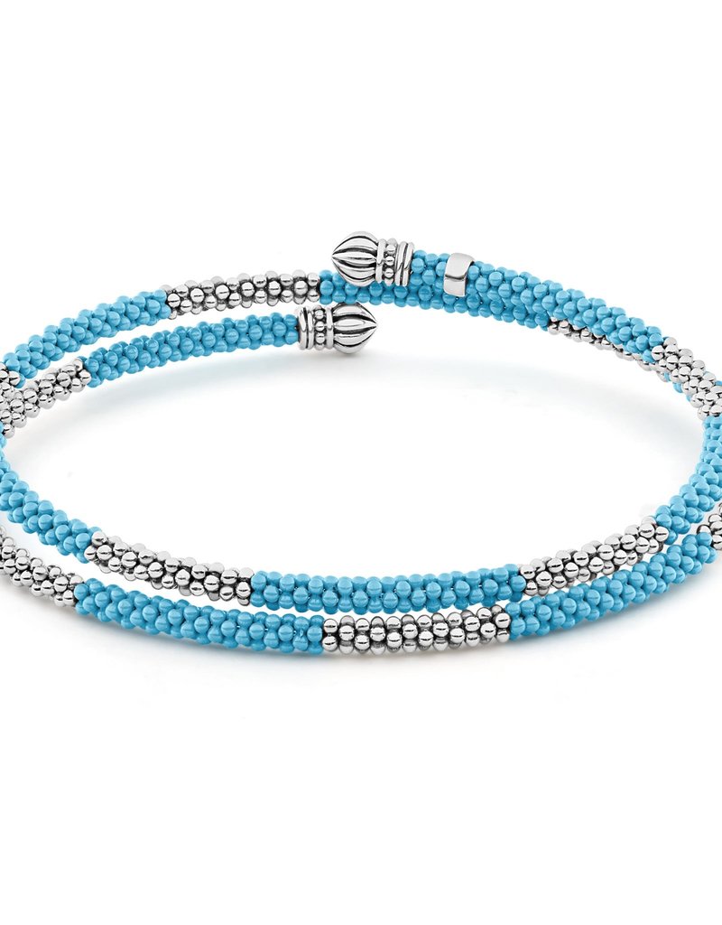 LAGOS Blue Ceramic Beaded Wrap Bracelet