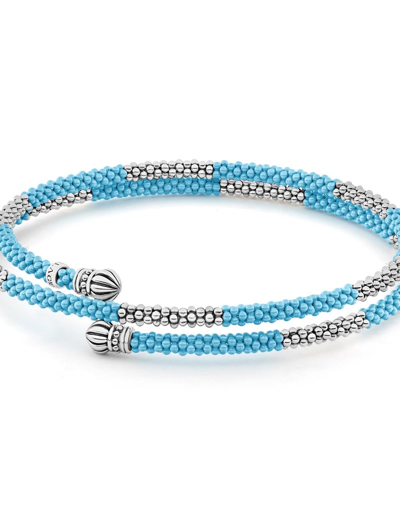 LAGOS Blue Ceramic Beaded Wrap Bracelet