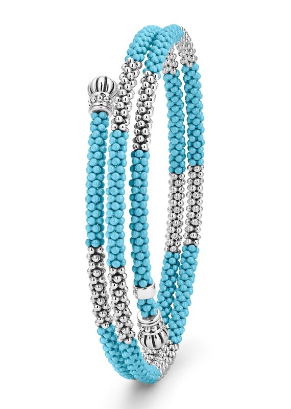 LAGOS Blue Ceramic Beaded Wrap Bracelet