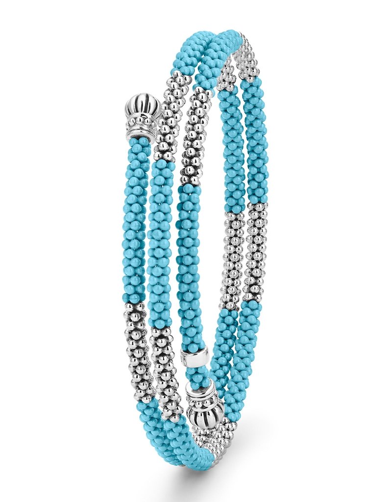 LAGOS Blue Ceramic Beaded Wrap Bracelet