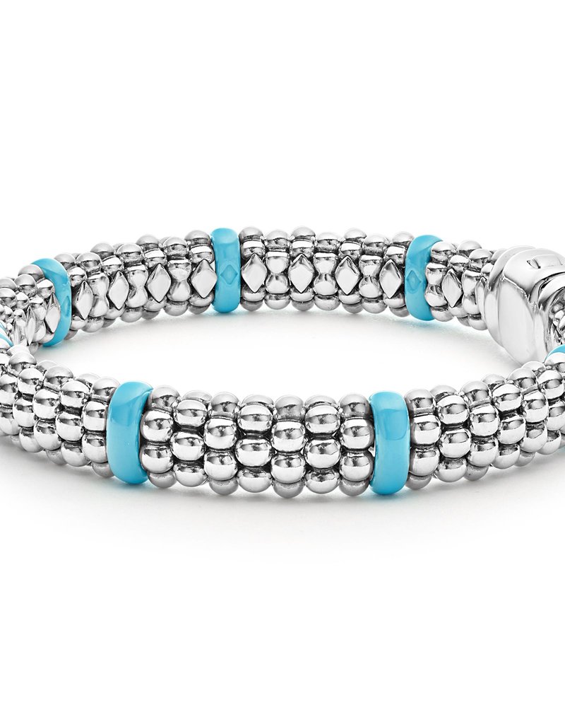 LAGOS Blue Ceramic Single Station Diamond Caviar Bracelet