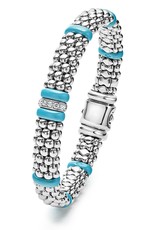 LAGOS Blue Ceramic Single Station Diamond Caviar Bracelet