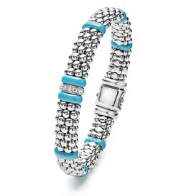 LAGOS Blue Ceramic Single Station Diamond Caviar Bracelet