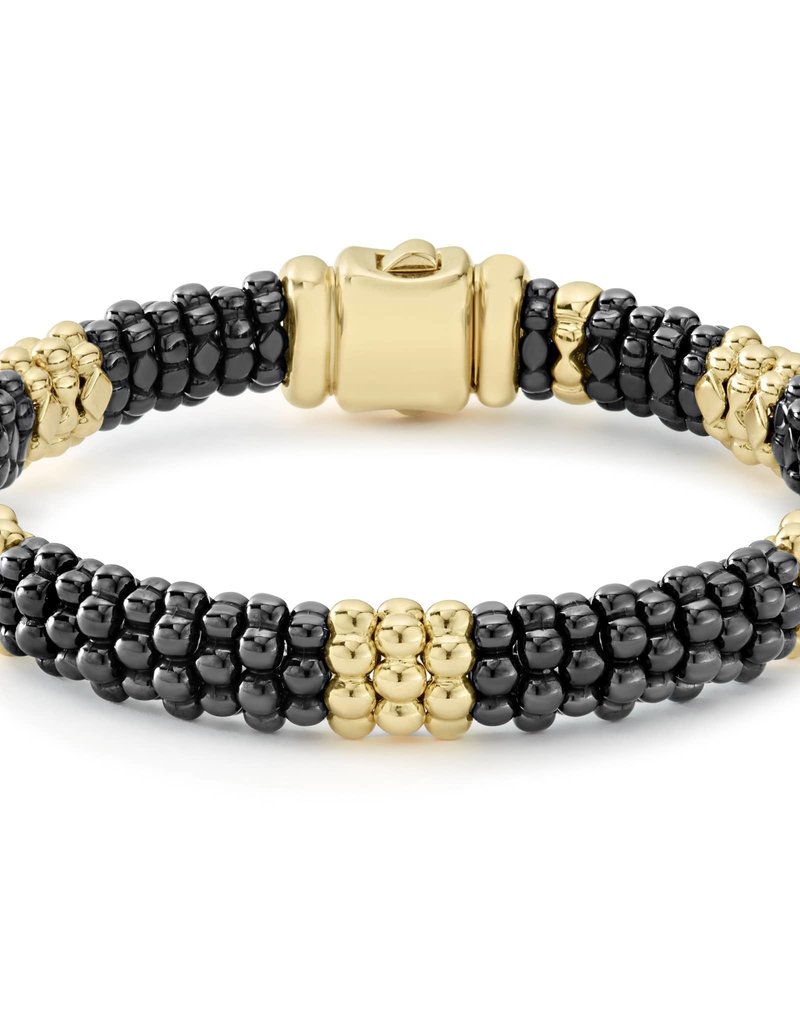 LAGOS Black Caviar w/ 18K Gold Beaded Bracelet