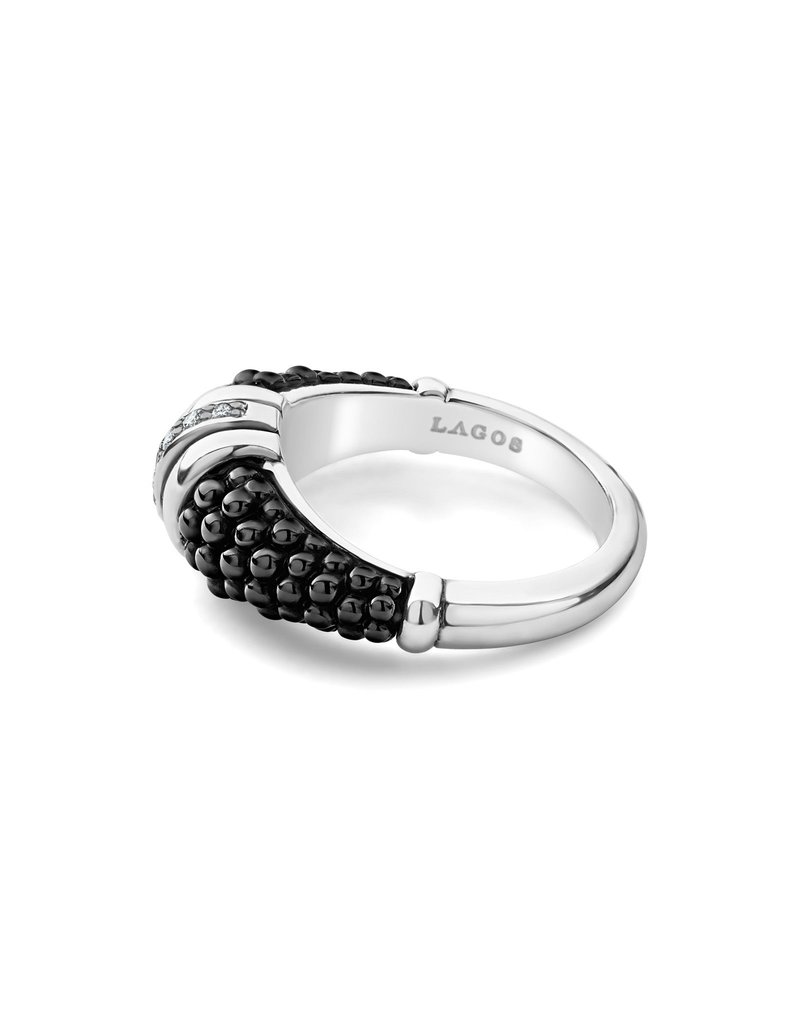 LAGOS Black Caviar Ceramic Diamond Stacking Ring