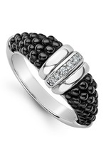 LAGOS Black Ceramic Diamond Stacking Ring