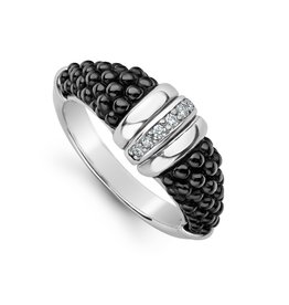 LAGOS Black Caviar Ceramic Diamond Stacking Ring