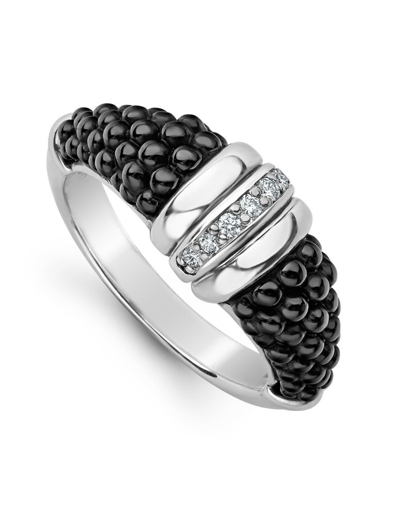 LAGOS Black Caviar Ceramic Diamond Stacking Ring