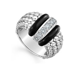 LAGOS Black Caviar Ceramic Caviar Diamond Ring