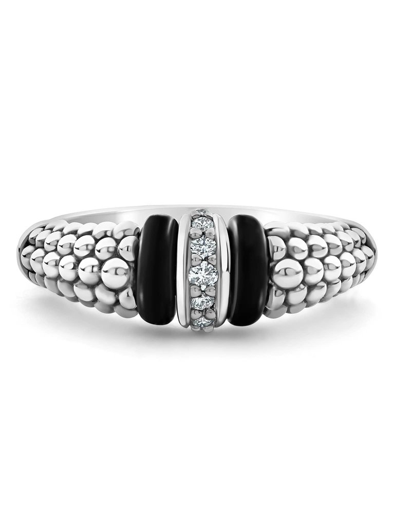 LAGOS Black Caviar Black Ceramic and Caviar Diamond Ring