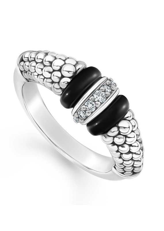 LAGOS Black Caviar Ceramic and Caviar Diamond Ring