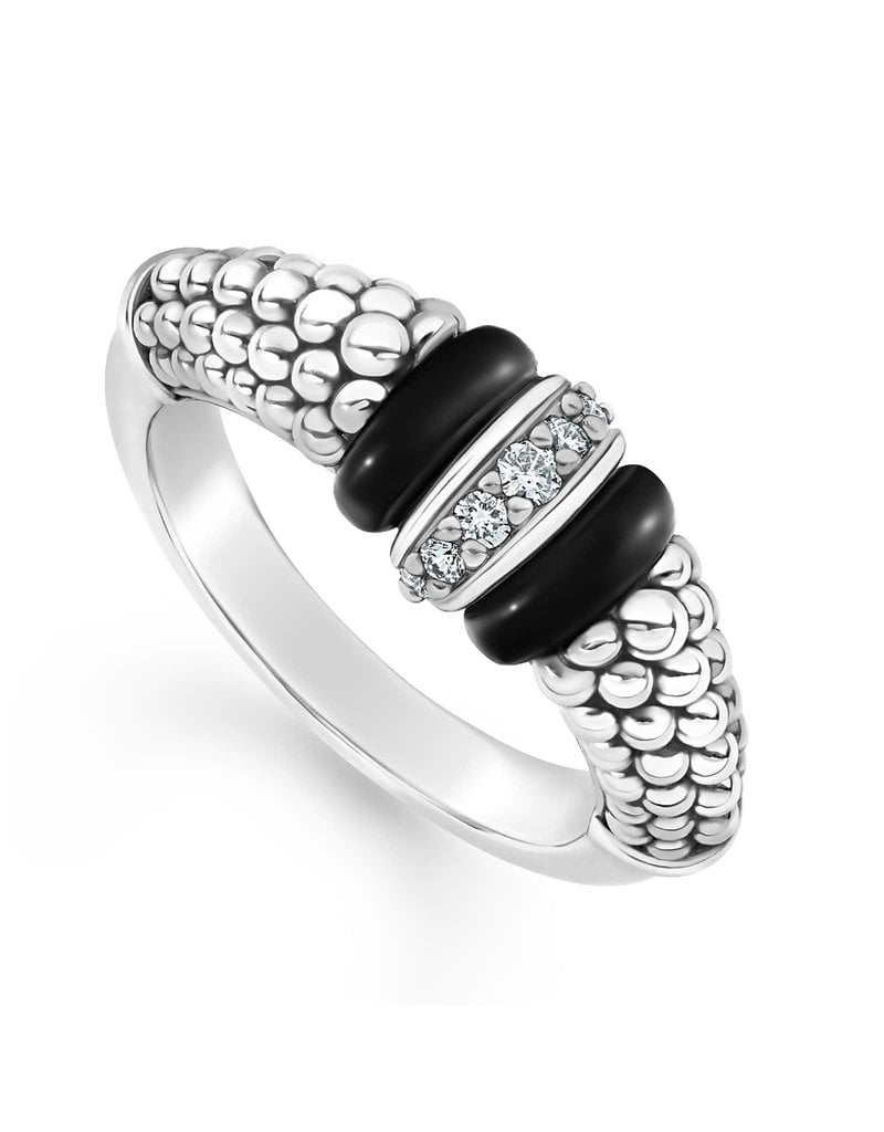 LAGOS Black Ceramic and Caviar Diamond Ring