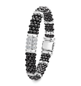LAGOS Black Caviar 9mm Three Station Ceramic Diamond Bracelet