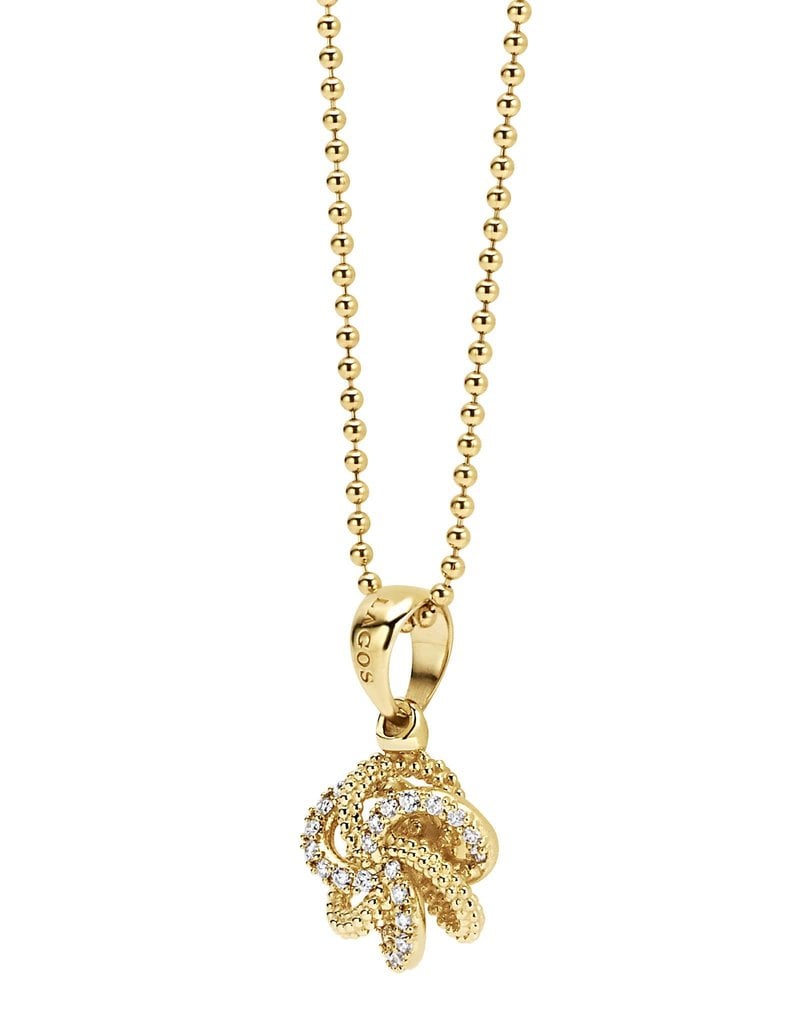 LAGOS Caviar Gold Diamond Love Knot Necklace