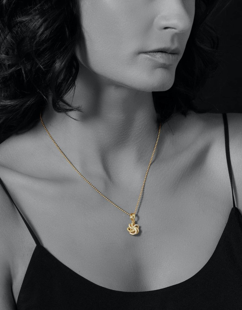 LAGOS Caviar Gold Diamond Love Knot Necklace