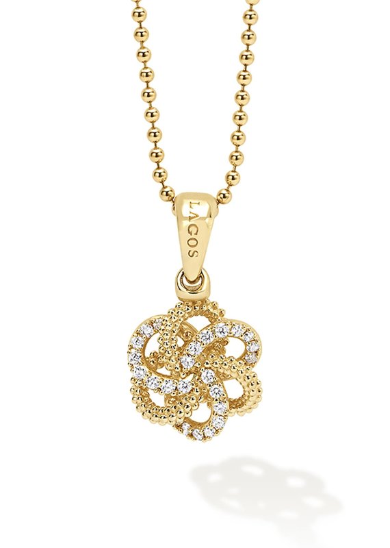 LAGOS Caviar Gold Diamond Love Knot Necklace