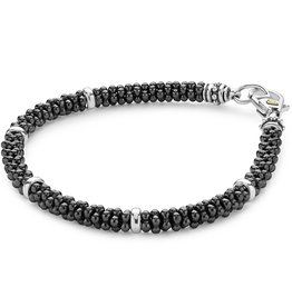 LAGOS Black Caviar 5mm Beaded Bracelet w/ Silver Bars