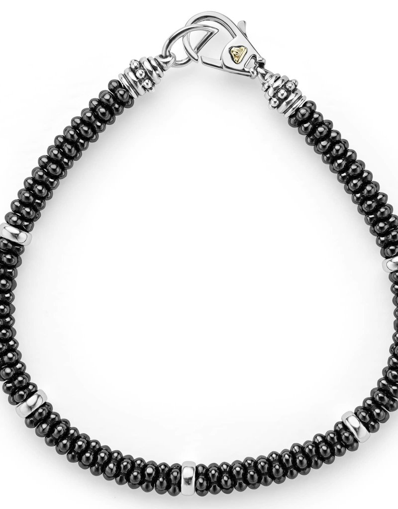 LAGOS Black Caviar 5mm Beaded Bracelet w/ Silver Bars