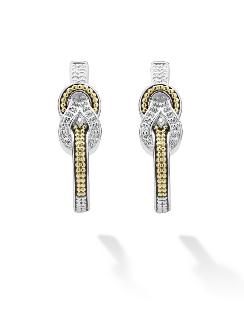 LAGOS Newport Two Tone Knot Diamond Half Hoop Earring