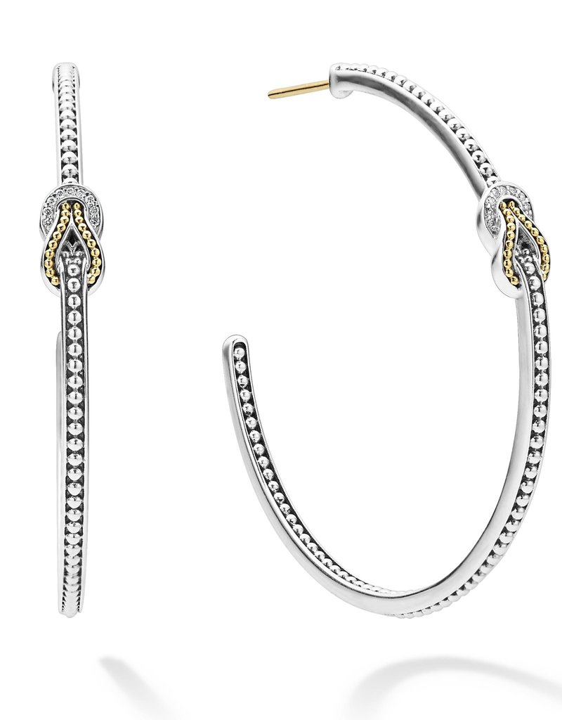 LAGOS Newport Two Tone Knot Diamond Hoop Earring