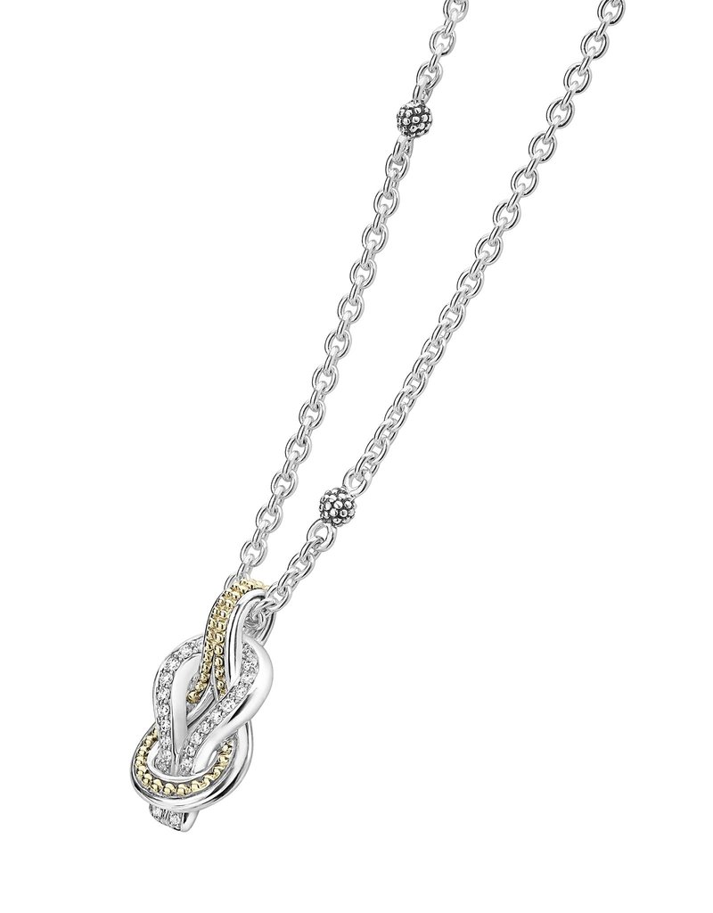 LAGOS Newport Two Tone Knot Diamond Pendant Necklace