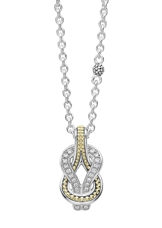 LAGOS Newport Two Tone Knot Diamond Pendant Necklace