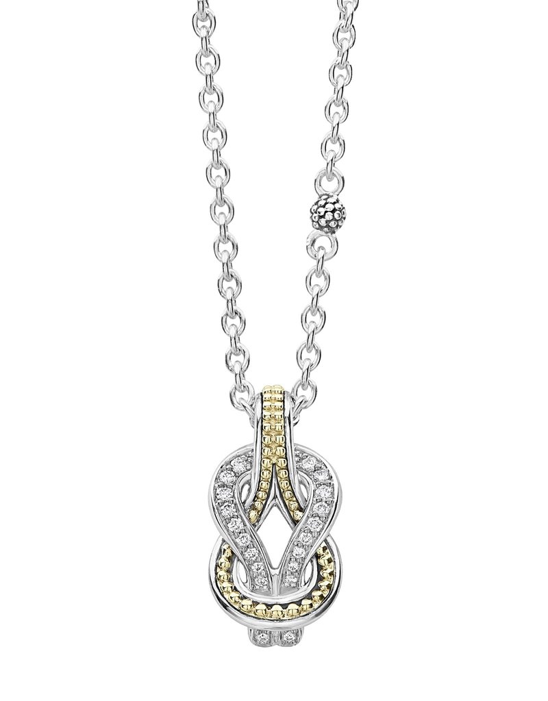 LAGOS Newport Two Tone Knot Diamond Pendant Necklace