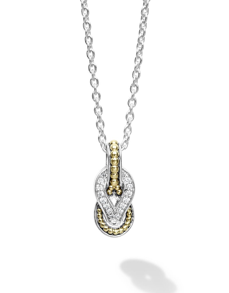 LAGOS Newport Small Two Tone Knot Diamond Pendant Necklace