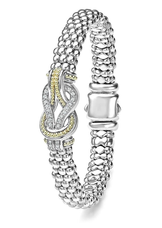 LAGOS Newport 9mm Two Tone Knot Diamond Caviar Bracelet