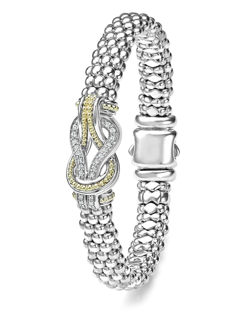 LAGOS Newport 9mm Two Tone Knot Diamond Caviar Bracelet