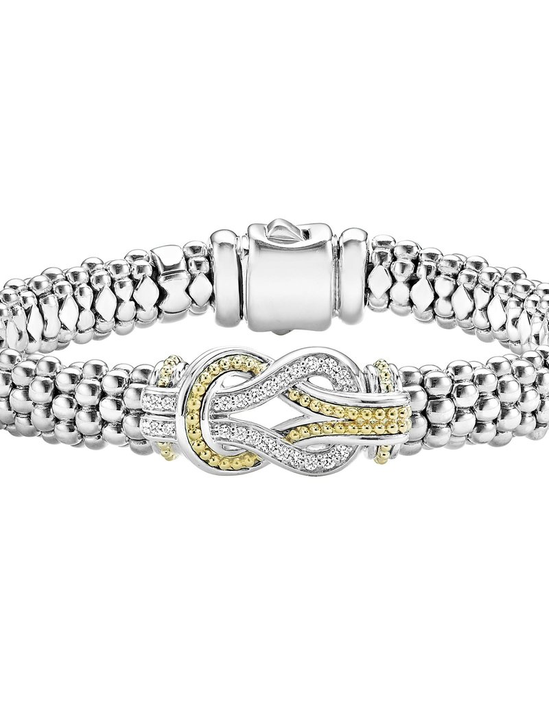 LAGOS Newport 9mm Two Tone Knot Diamond Caviar Bracelet