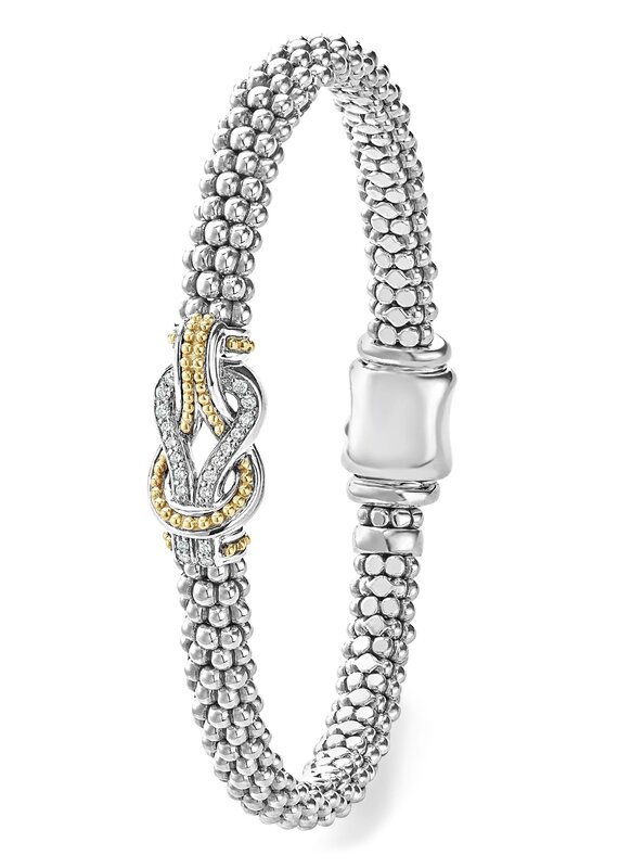 LAGOS Newport 6mm Two Tone Knot Diamond Caviar Bracelet