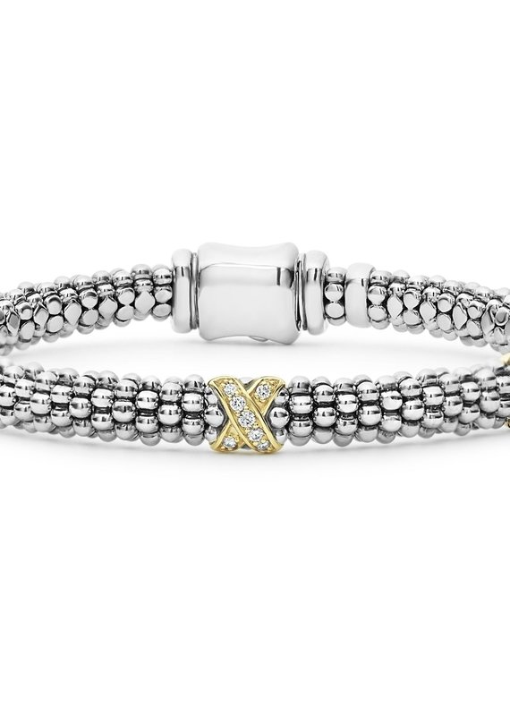LAGOS Caviar Lux Three Station Two Tone X Diamond Bracelet