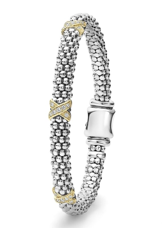 LAGOS Caviar Lux Three Station Two Tone X Diamond Bracelet