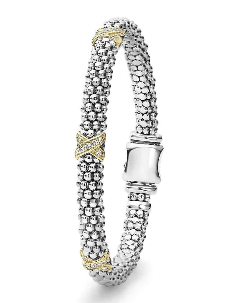 LAGOS Caviar Lux Three Station Two Tone X Diamond Bracelet