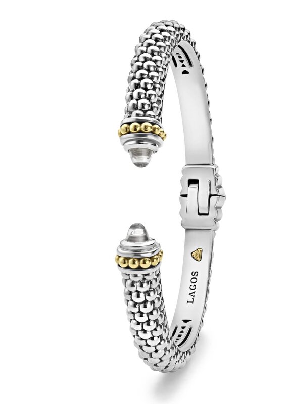 LAGOS Caviar Color White Topaz 8mm Cuff Bracelet