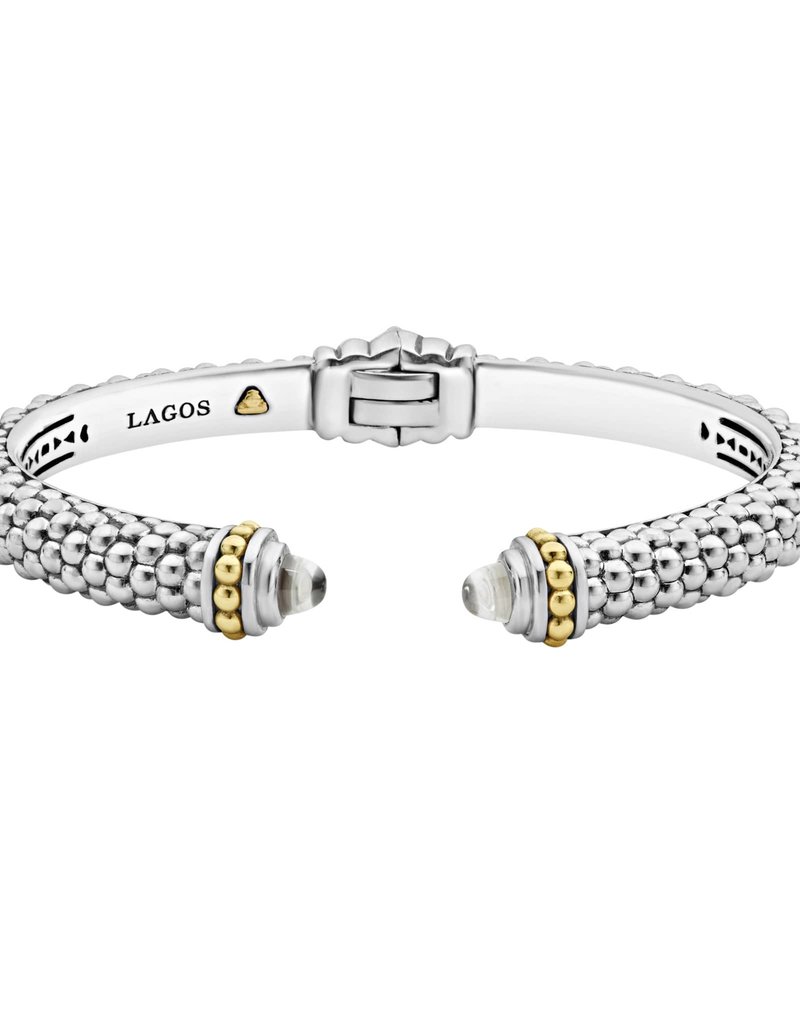 LAGOS Caviar Color White Topaz 8mm Cuff Bracelet