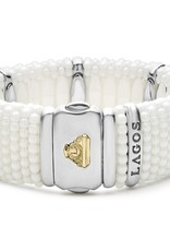 LAGOS White Ceramic Silver Station Statement Ceramic Caviar Bracelet