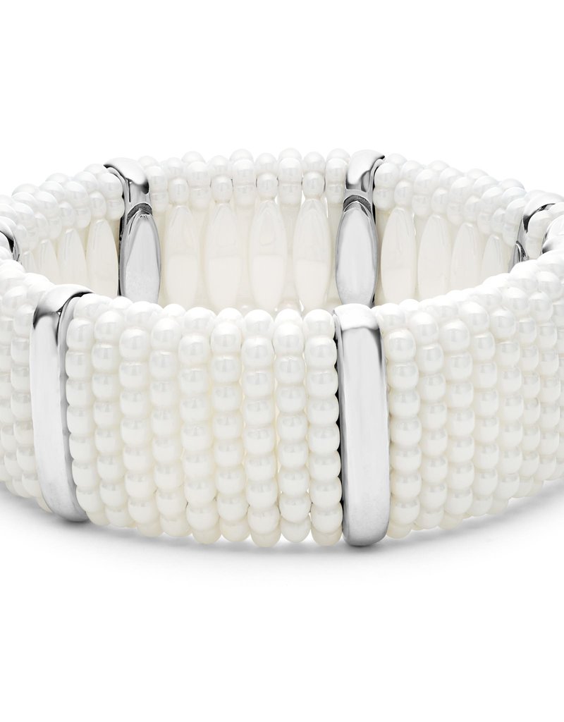 LAGOS White Ceramic Silver Station Statement Ceramic Caviar Bracelet