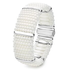 LAGOS White Ceramic Silver Station Statement Ceramic Caviar Bracelet