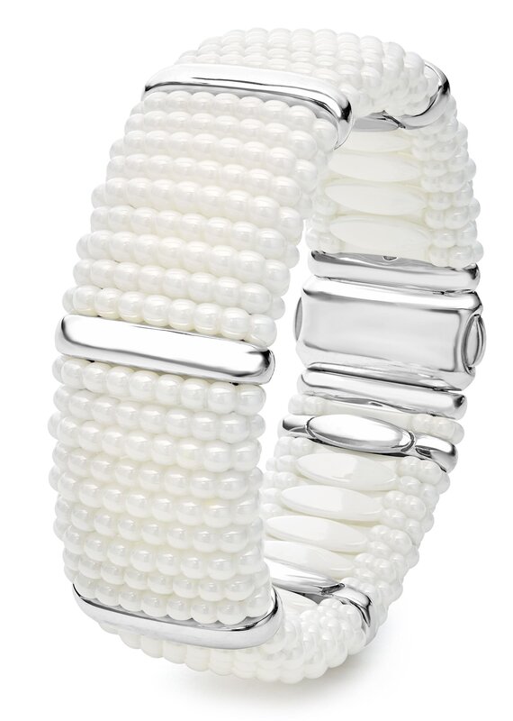 LAGOS White Ceramic Silver Station Statement Ceramic Caviar Bracelet