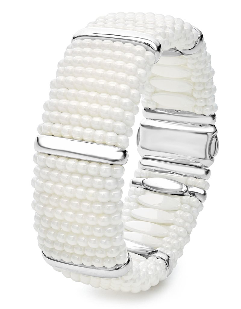 LAGOS White Ceramic Silver Station Statement Ceramic Caviar Bracelet